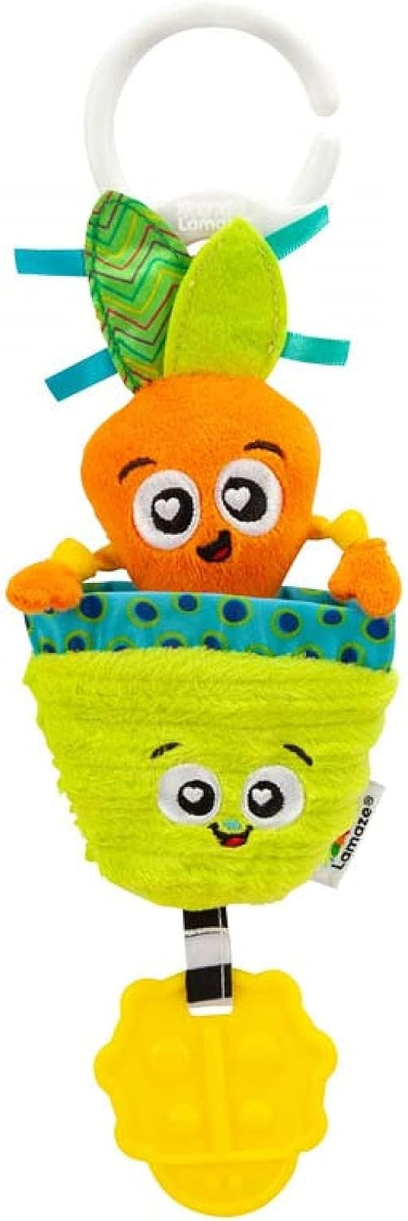LAMAZE Bea Banana, Wózek z klipsem i zabawka dla noworodka, Dziecięca zabawka sensoryczna z kolorami i dźwiękami, Zabawka rozwojowa dla chłopców i dziewcząt w wieku 0-24 miesięcy, Żółte zabawki dla niemowląt Naty Shop Klara Carrot