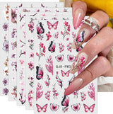 JMEOWIO Nagelsticker Blume 10 Blatt Nail Art Naklejka Selbstklebend Nagelaufkleber Frühling Letnia dekoracja kwiatowa Nageldesign Zubehör