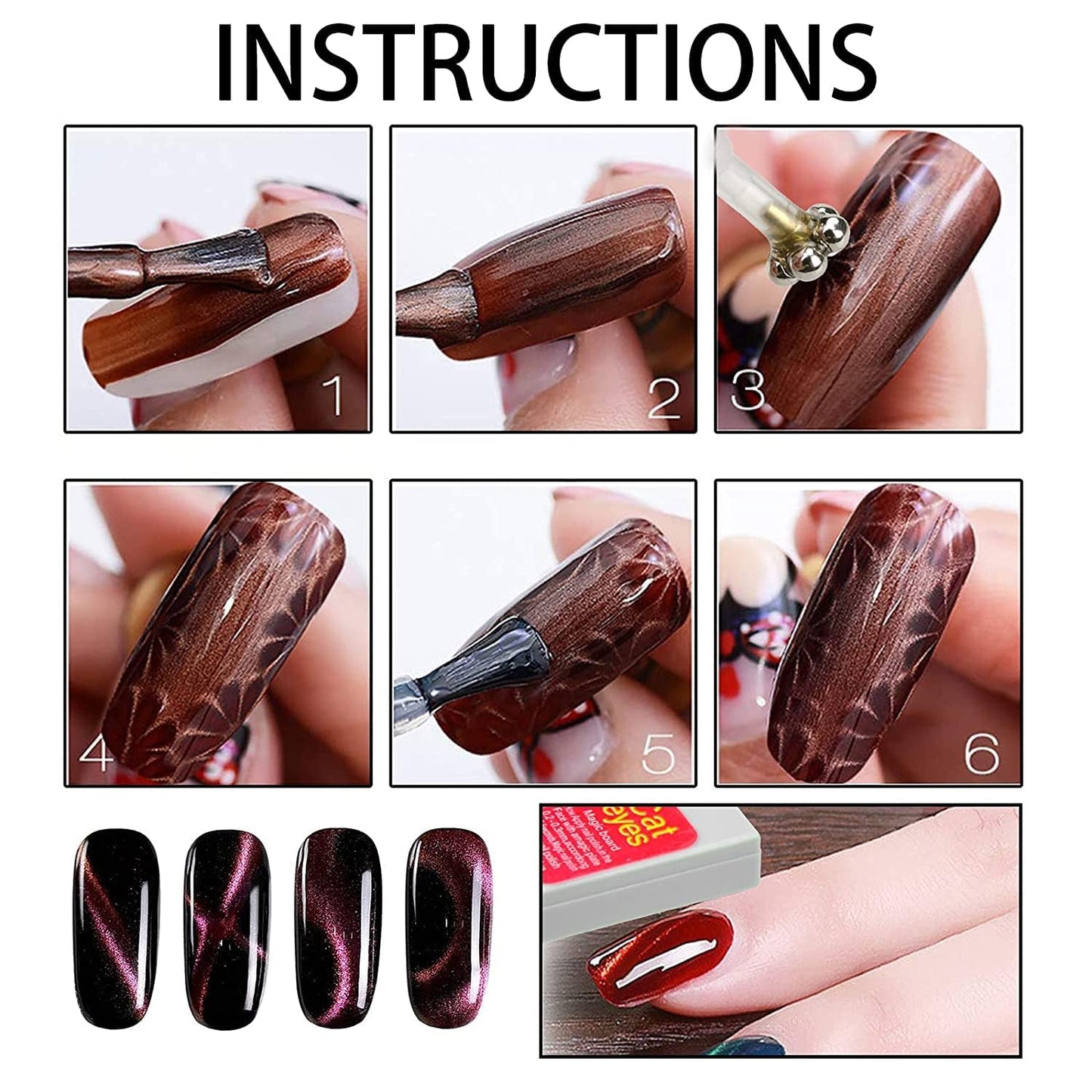 Nail Art Werkzeug Magnetstift, 10 Stück Nagel Magnet Stick Zestaw narzędzi, Nagel Magnet Stift i Starker Magnes Stock Punktierungsstifte dla majsterkowiczów 3D Magnetics Katzenauge UV Gel Polnisch Nagel Kunst