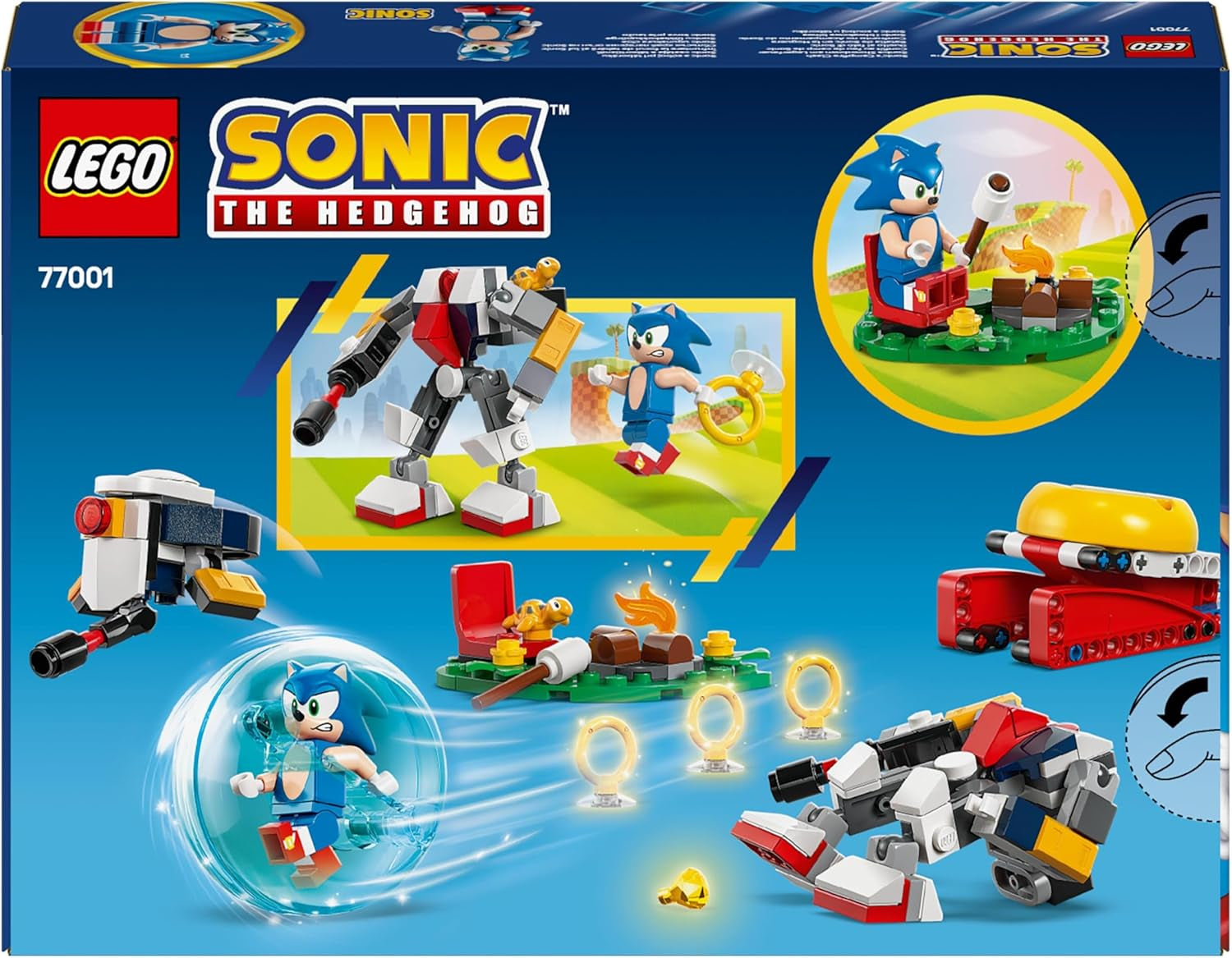LEGO Sonic the Hedgehog Sonics Pojedynek przy ognisku Zabawka dla dzieci i fanów gier wideo Zestaw do budowania dla chłopców i dziewcząt Zestaw przygodowy dla 7-latków Kolekcjonerski 77001 Zestawy do budowania Beuche den LEGO-Store