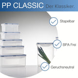 LocknLock PP Klasyczny zestaw słoików do przechowywania żywności 5szt | 180 ml, 350 ml, 600 ml, 870 ml, 3,6 l | 100% powietrze i wodoszczelność | bez BPA | organizer do zamrażarki i lodówki | Pudełka do przechowywania żywności Naty Shop można myć w zmywarce i kuchence mikrofalowej