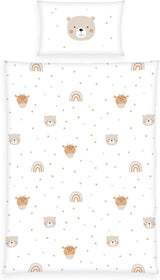 Herding Babybest Little Friends Winterbettwäsche, Kopfkissenbezug 40 X 60 Cm Mit Hoteleinschlag, Bettbezug 100 X 135 Cm, Mit Zwießwerf, 100% Baumwolle/Flanell, Weiß, Twin Naty Domyślny tytuł sklepu
