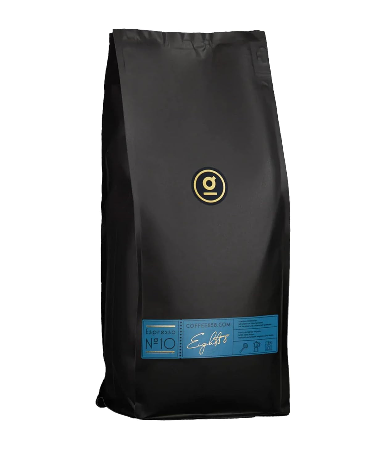 Espresso N°10 od Coffee858 - Mocna i pikantna mieszanka espresso, składająca się z 70% ziaren Arabiki z Brazylii i 30% Robusty (1000g)