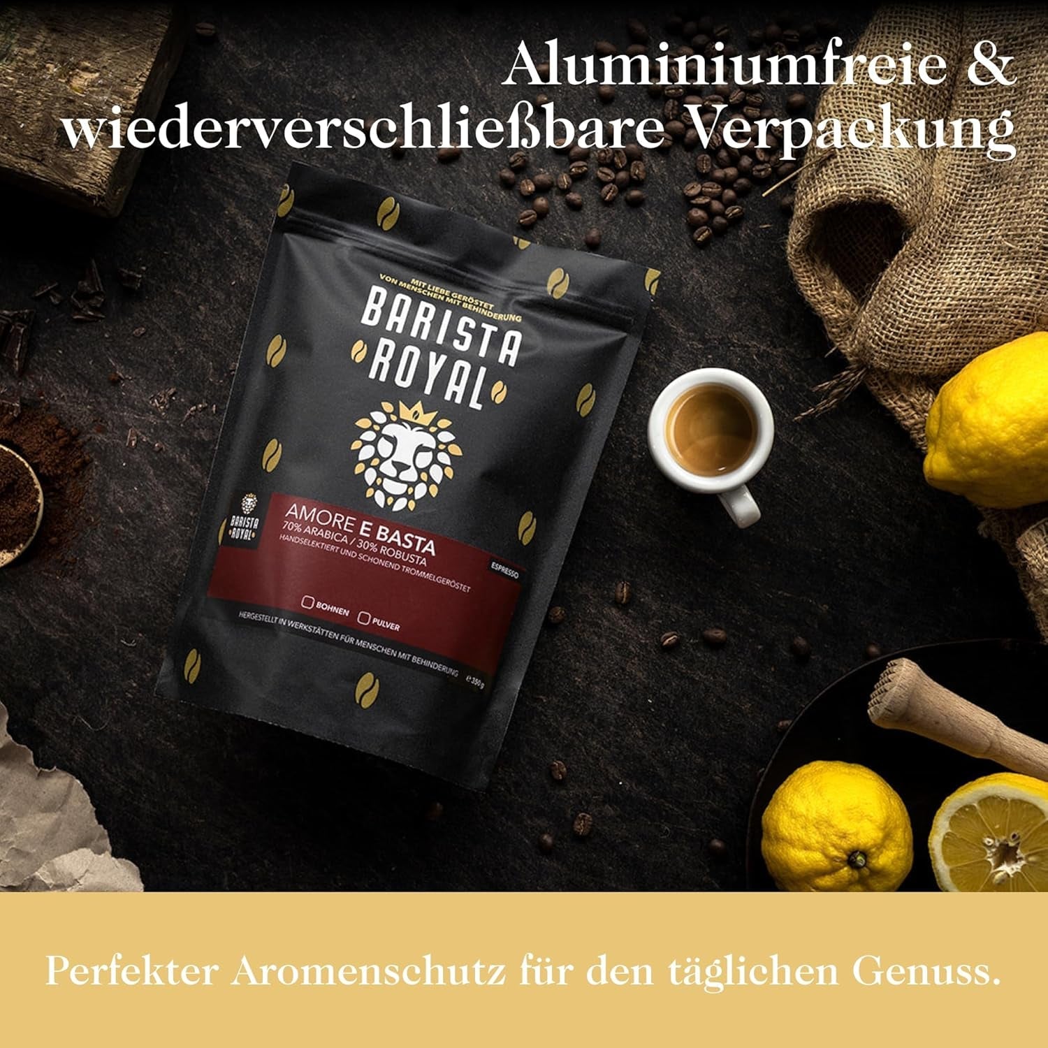 Przykładowy zestaw ziaren espresso 4 x 350g ziaren espresso | Pakiet odkrywczy/pakiet próbny | Robusta i Arabika | Idealny do urządzeń w pełni automatycznych i kolby | KRÓLEWSKI BARYSTA