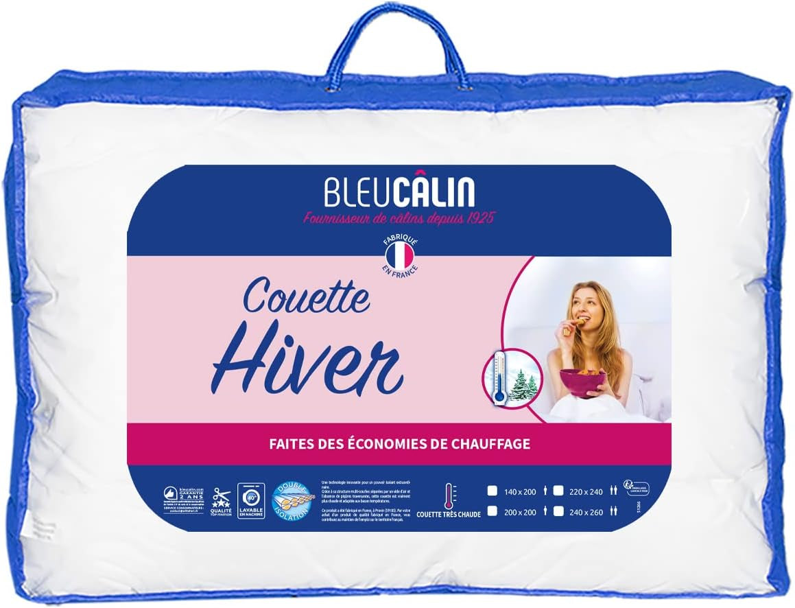 Bleu Calin Kołdra zimowa dla 1 osoby, bardzo ciepła, bardzo puszysta - Mikrofibra - 140X200Cm Kołdry i kołdry Naty Shop