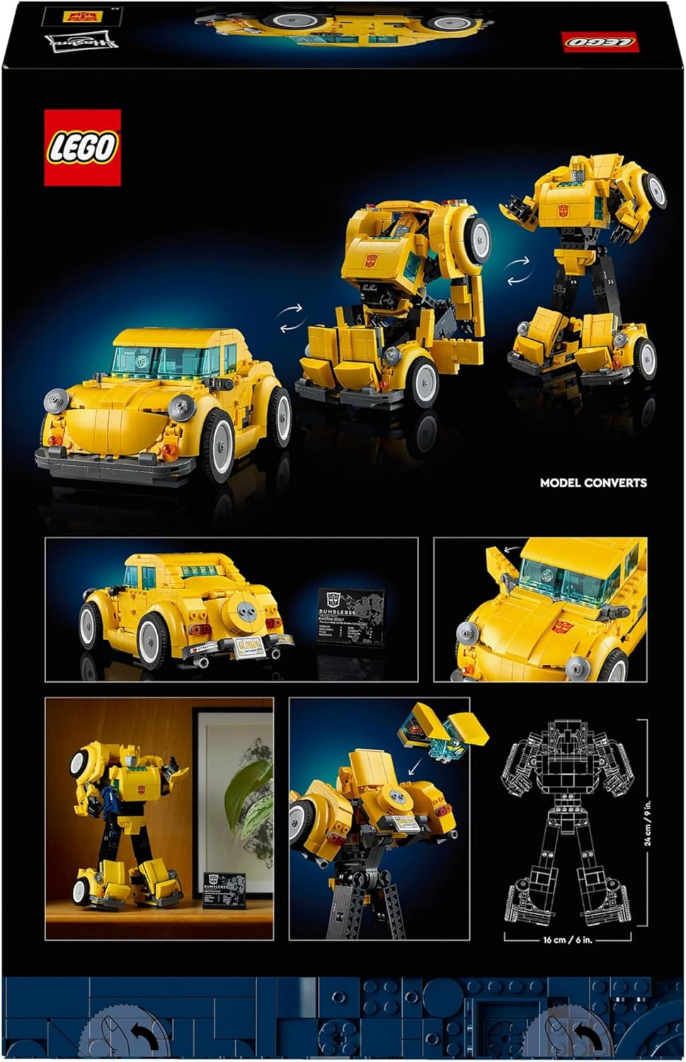 LEGO Icons Transformers Bumblebee, figurka robota kolekcjonerskiego dla dorosłych, zestaw do budowania filmów dla fanów science fiction, możliwość przekształcenia w samochód, zabawka przygodowa 10338 Zestawy do budowania Besuche den LEGO-Store