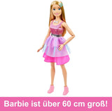 Lalka Barbie Extra Large (71 cm) - różowa sukienka, blond włosy ze spinką i naszyjnikiem, prezent dla dzieci 3+, HJY02 Dolls Naty Shop