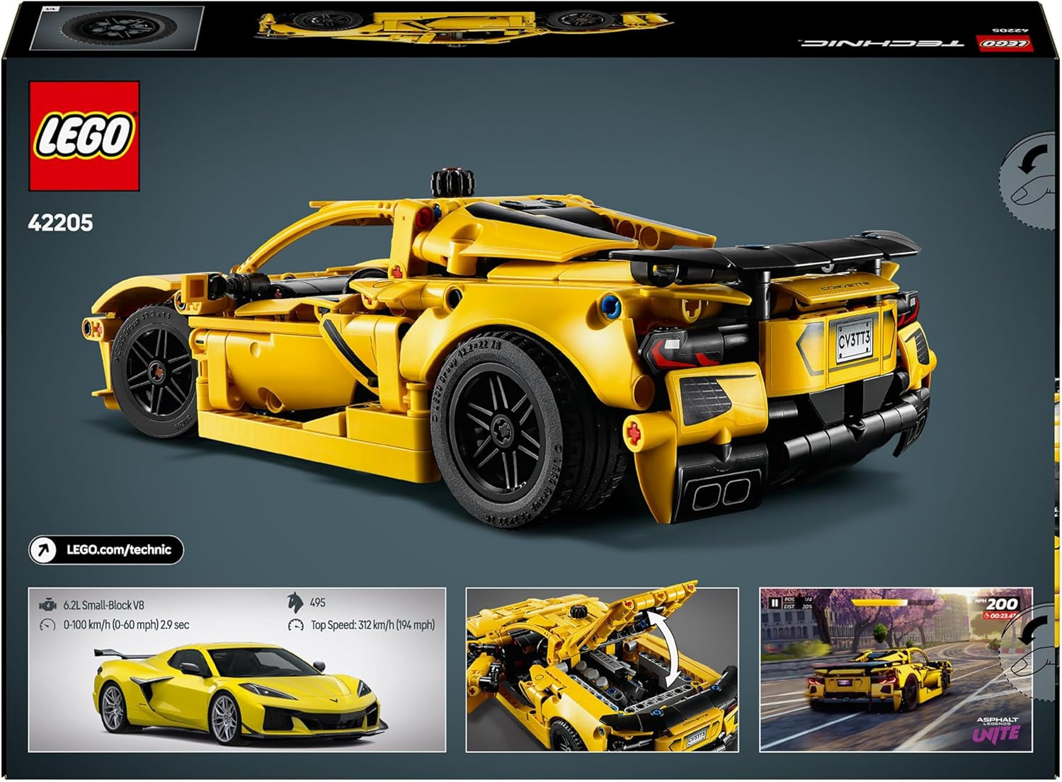 LEGO Technic Chevrolet Corvette Stingray - Kolekcjonerska zabawka do budowania - Zabawkowy samochód sportowy - Model samochodu - Prezent dla 9-letnich chłopców i dziewcząt, którzy kochają samochodziki 42205 Zestawy do budowania Besuche den LEGO-Store