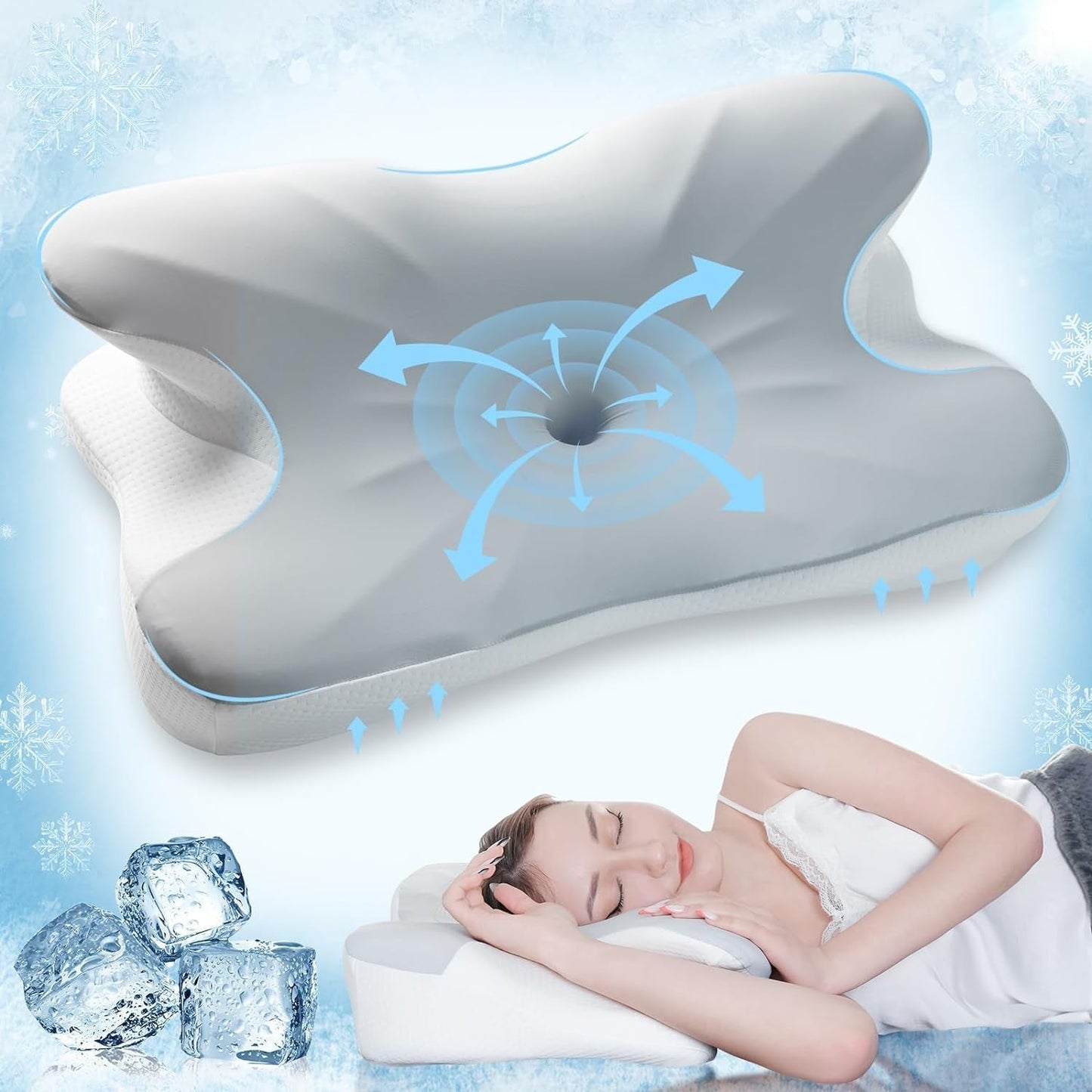 Poduszka z pianki Memory Elegear z osłoną na poduszkę chłodzącą Poduszka na ból szyi Poduszka do spania bocznego Poduszka ergonomiczna Poduszka ortopedyczna do podkładu bocznego Powrót Brzuch 63X10/14X36Cm Poduszki ortopedyczne szyjki macicy Naty Shop Domyślny tytuł