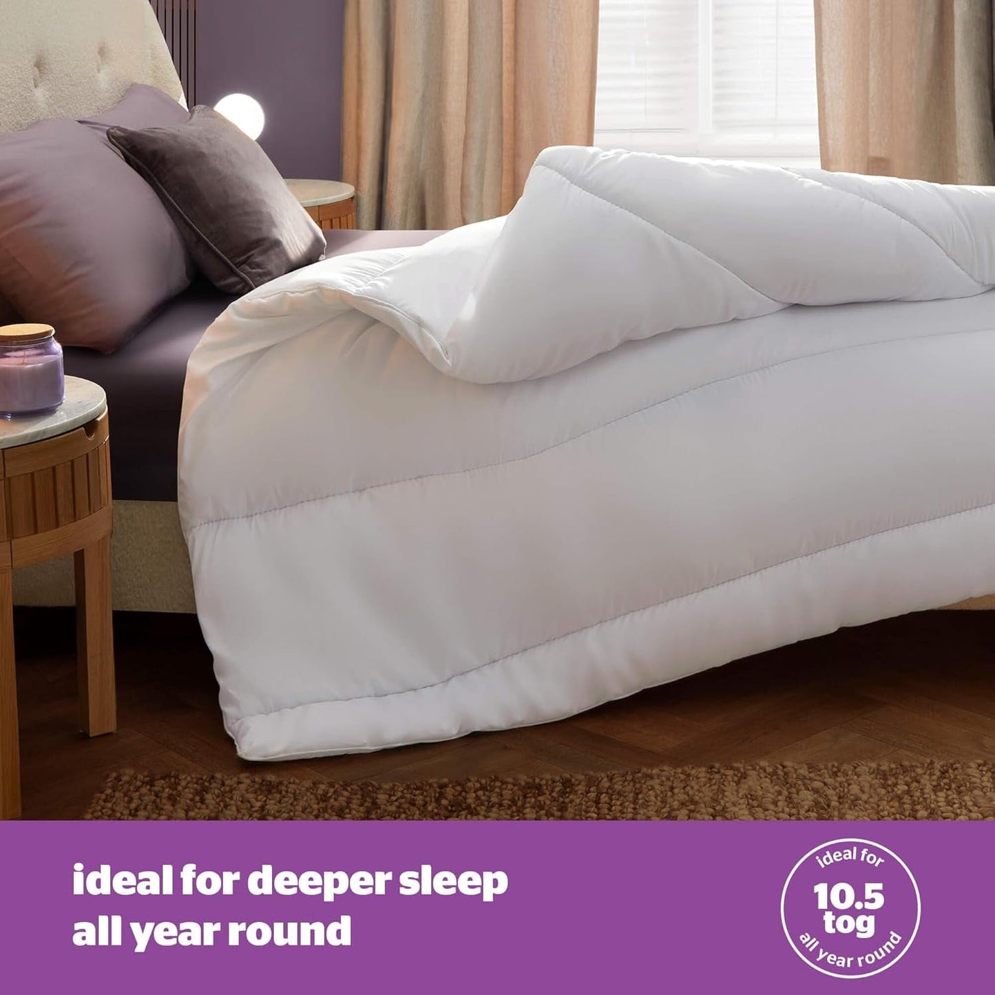 Kołdra Silentnight Deep Sleep, biała, mikrofibra, biała, łóżko pojedyncze. Kołdry i kołdry Naty Shop