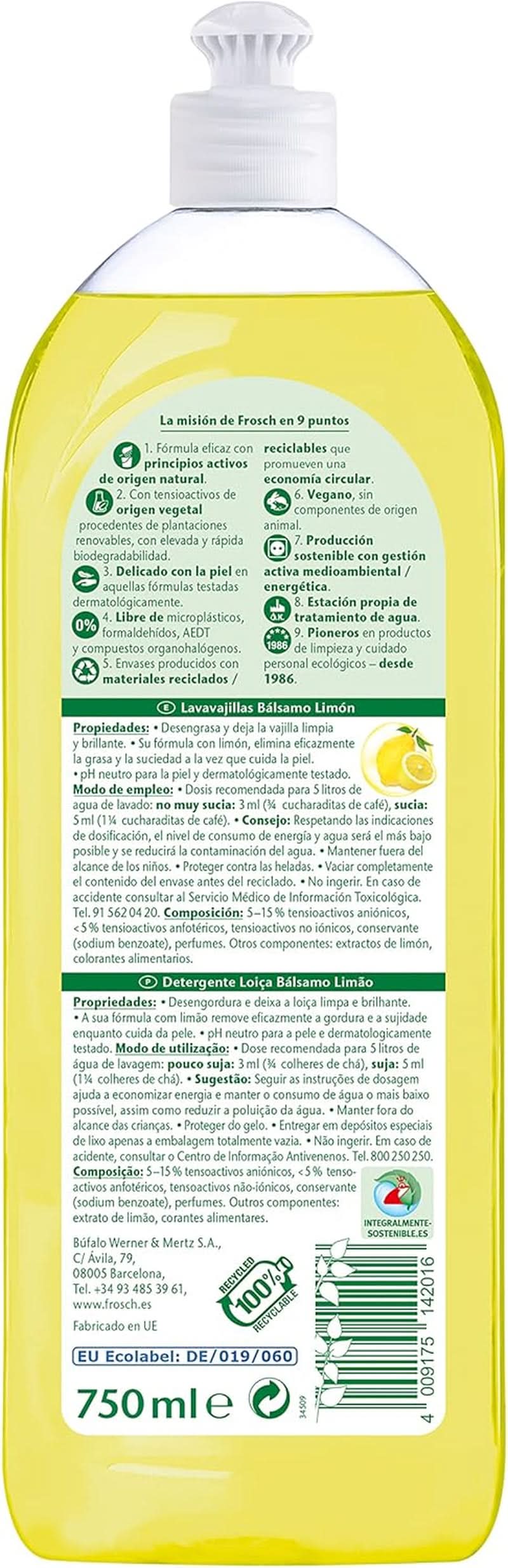 Płyn do płukania rąk, odtłuszczania i ochrony skóry, testowany dermatologicznie, 10 x 750 ml Naty Shop