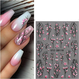 JMEOWIO 3D Nagelsticker Blume Nail Art Naklejka Selbstklebend Nagelaufkleber 5D Stereoskopisch Frühling Letnia dekoracja kwiatowa Nageldesign Zubehör 4 Blatt