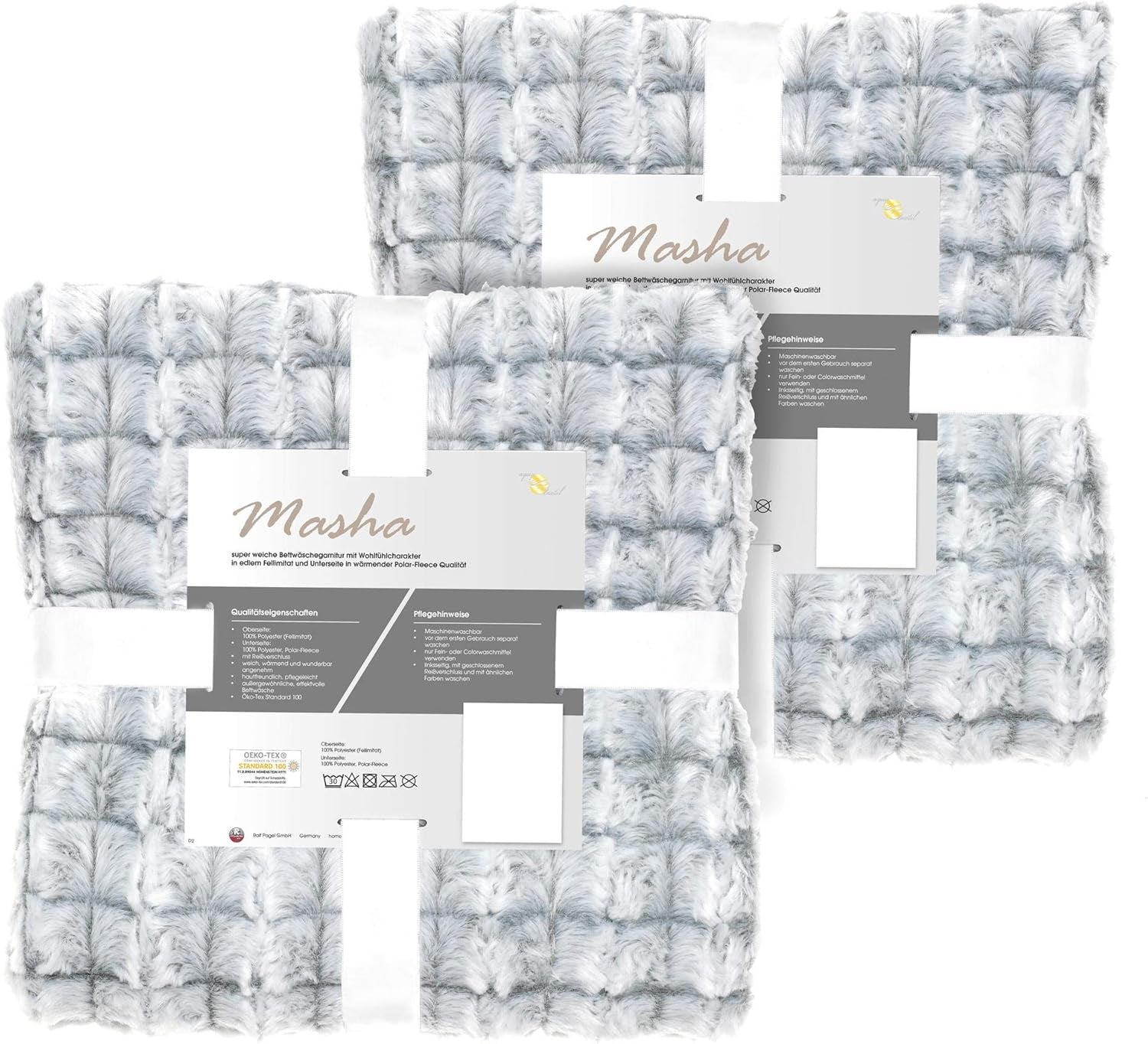 Aqua-Textil Puszysty koc-przytulanka 150 X 200 cm Szary Biały Melange Pluszowy koc TV Narzuta na łóżko Sherpa Polar Oeko-Tex Ottawa Łóżka i koce Besuche den aqua-textil-Store Szara pościel ze sztucznego futra 4 szt. 135 x 200 cm