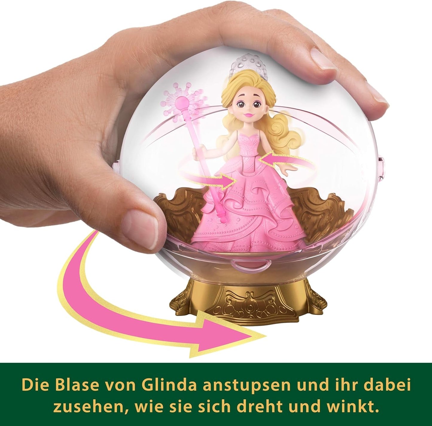 Mattel Universal Pictures Evil Glinda pływająca bańka, inspirowana filmem mini lalka Glinda i zestaw pojazdów, JFM25, [wielokolorowy]