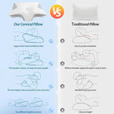 HOMCA Neck Pillow Memory Foam Orthopedic Pillow 2 in 1 Neck Support Pillow with 3D Cooling Cover Ergonomic Sleeping Pillow for Back, Side and Stomach Sleepers Gray 60X13/11X40cm Cervical Orthopedic Pillows Naty Shop