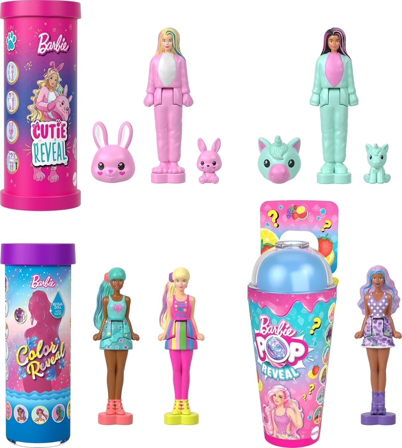 Barbie Mini Barbieland Zestaw 5 lalek fashionistek, ok. Zestaw mini lalek o wysokości 3,8 cm w szminkowych rękawach Zestaw z kolekcji niespodzianek (style mogą się różnić), 2 szt. Lalek JBD26 Naty Shop