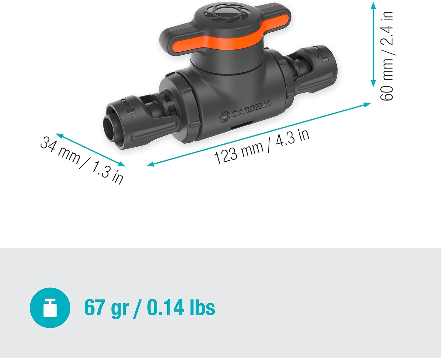 Zawór regulacyjno-odcinający Gardena Micro-Drip-System 13 mm (1/2 cala): Proste odcięcie rur i płynna regulacja przepływu wody, akcesorium do układania rur kroplowych (13207-20)
