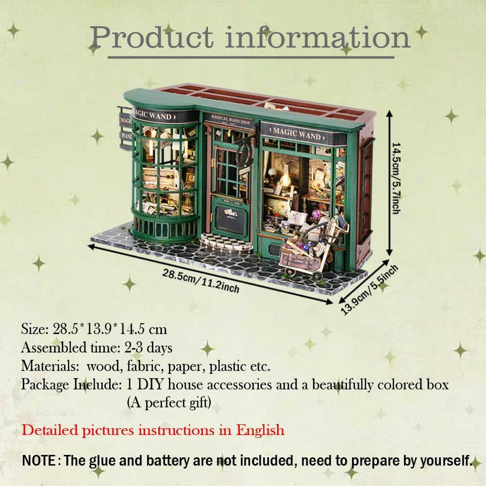 Magic Shop domek dla lalek z osłoną przeciwpyłową DIY miniaturowe meble do domku dla lalek zestaw w skali 1:24 kreatywny prezent dla dzieci nastolatki prezent urodzinowy