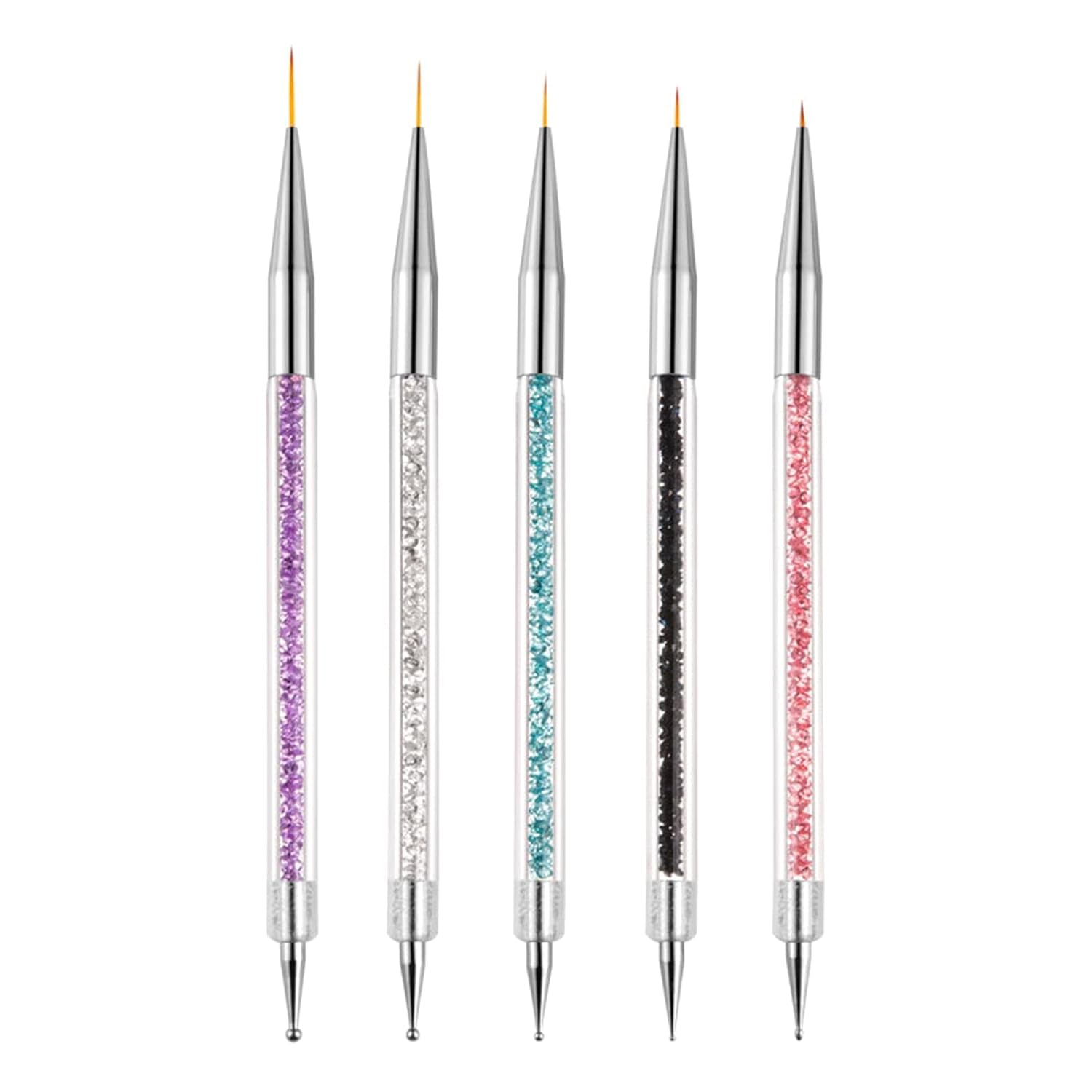 Sularpek Pinsel do zdobienia paznokci, 5 Stück Nageldesign Pinsel, Narzędzia do rozsiania paznokci, Nail Art Liner-Pinsel, Zum Herstellen Von Nagellack, Punktieren, Feinmalerei, DIY
