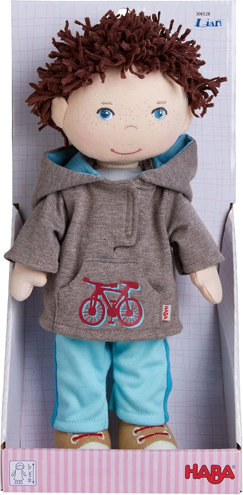 HABA 306528 - Lian Doll - Pluszowa lalka dla dzieci od 18 miesiąca życia wykonana z miękkich materiałów do zabawy i przytulania - Rozmiar: 30 cm Naty Shop Dolls