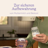 Lansinoh Muttermilchflaschen, 4 X 160 Ml - Zur Sicheren Muttermilch Austellungen - Neues Kompaktes Design Für Verbesserte Stabilität - Mit Stapelbarem Deckel Akcesoria Żywność i karmienie piersią Bebe Naty Shop