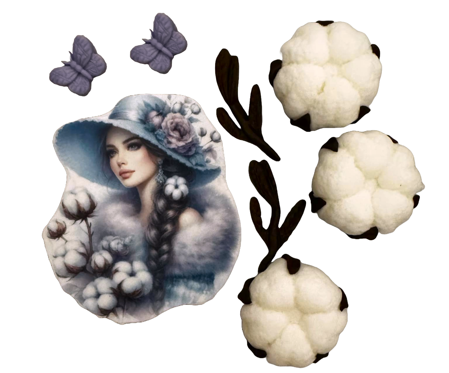 Zestaw 8 jadalnych dekoracji z pasty cukrowej, Beautiful Lady Dekoracje z pasty cukrowej Nati Shop