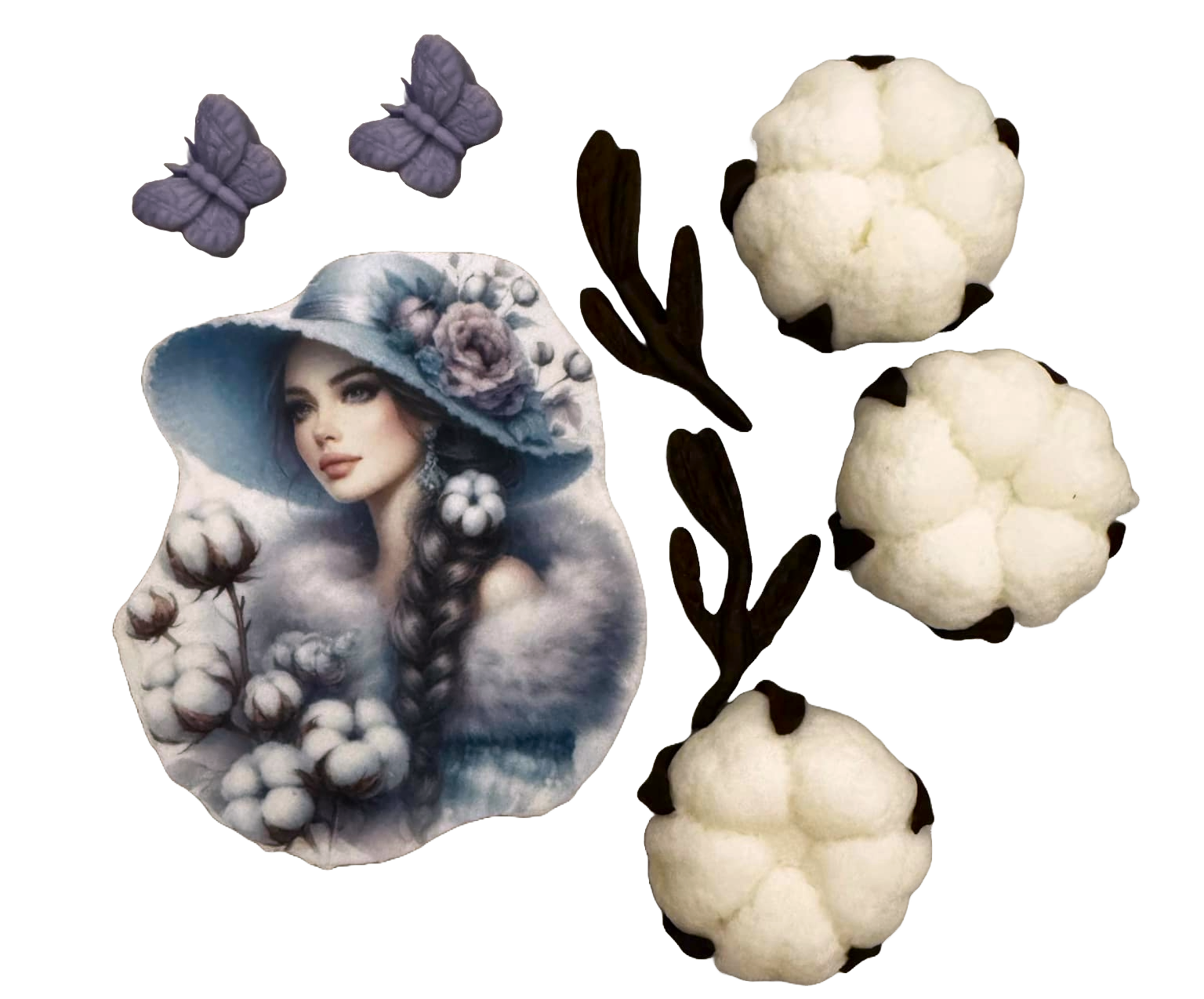 Zestaw 8 jadalnych dekoracji z pasty cukrowej, Beautiful Lady Dekoracje z pasty cukrowej Nati Shop