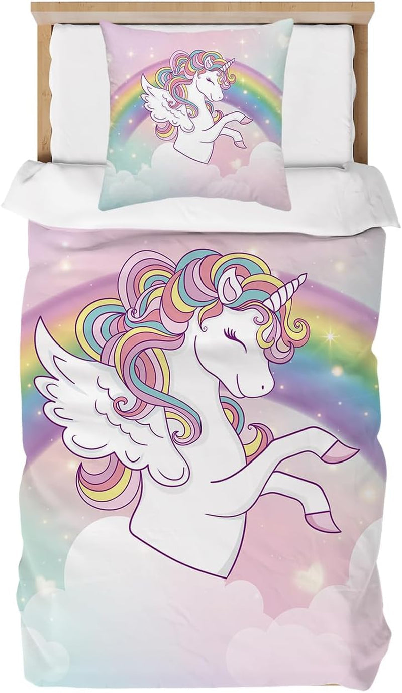 Pościel dla dzieci, Jednorożec Soft, mikrofibra Pościel - dziecięca Naty Shop Rainbow 135X200 cm