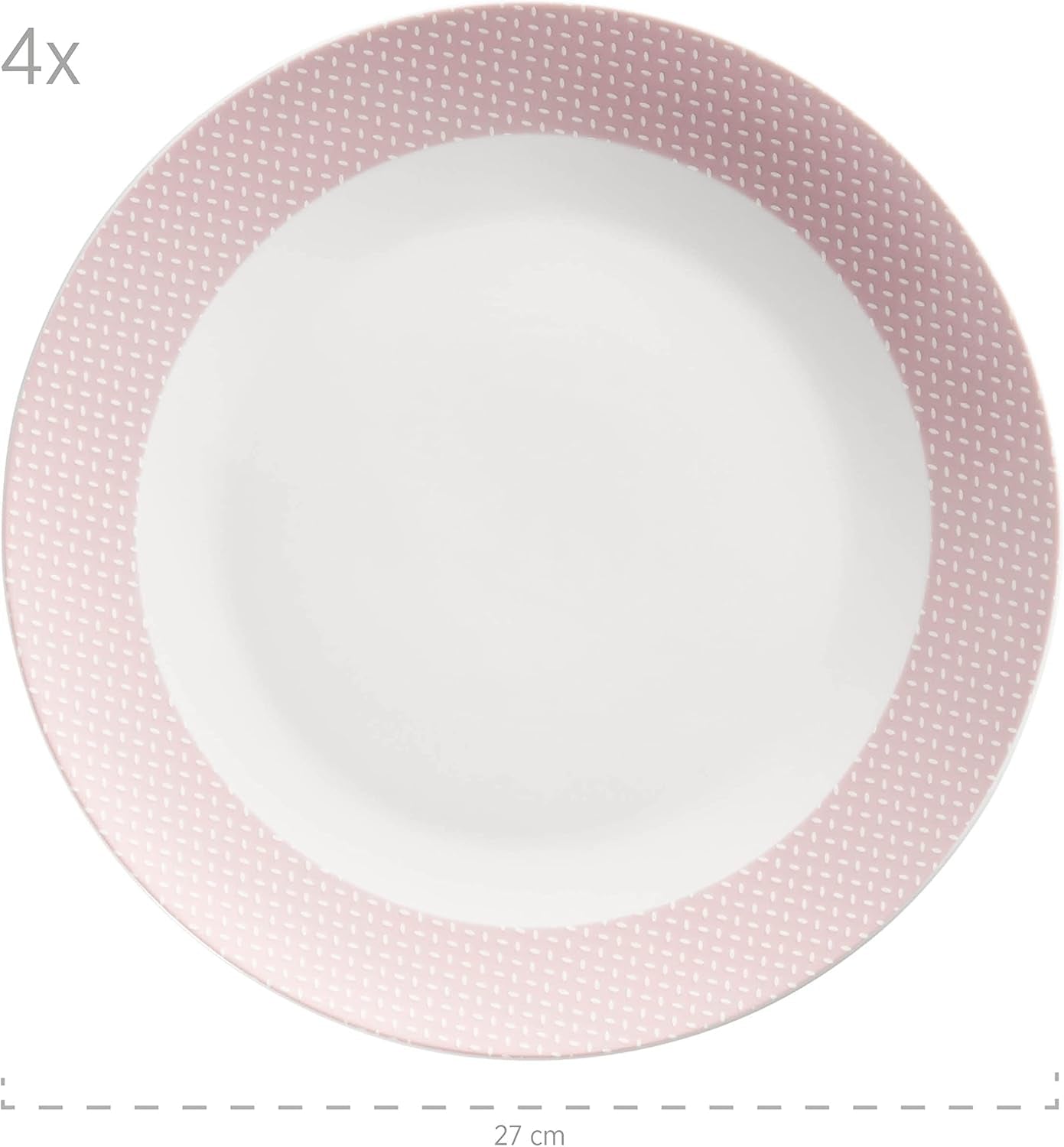 MĘSER Kitchen Time II, Zestaw zastawy stołowej dla 4 osób, Serwis łączony z 16 sztuk w pastelowych kolorach z subtelnym wzorem, Porcelana, Różowy