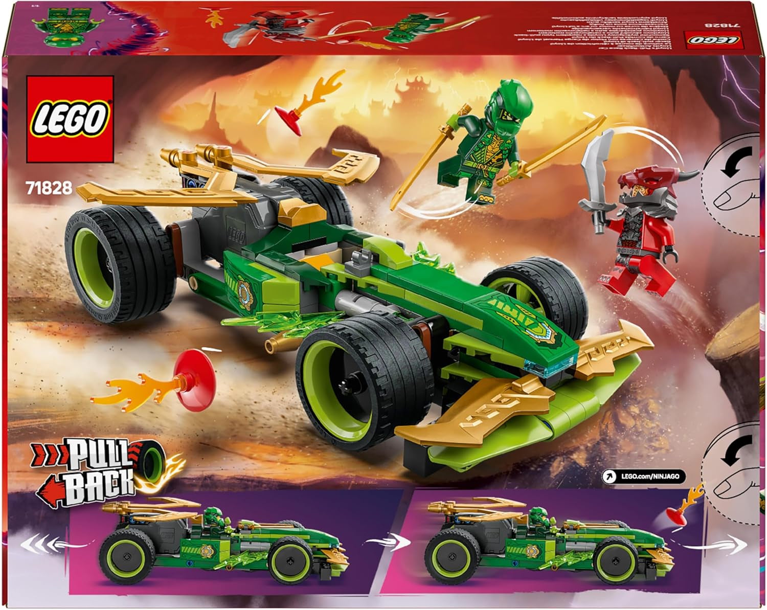 LEGO NINJAGO Lloyd's Action Speedster — zabawkowy samochód do budowania z 2 minifigurkami do odgrywania ról, budowanie zabawkowego samochodu dla dzieci — prezent dla chłopców i dziewcząt od 7 lat 71828 Zestawy do budowania Besuche den LEGO-Store