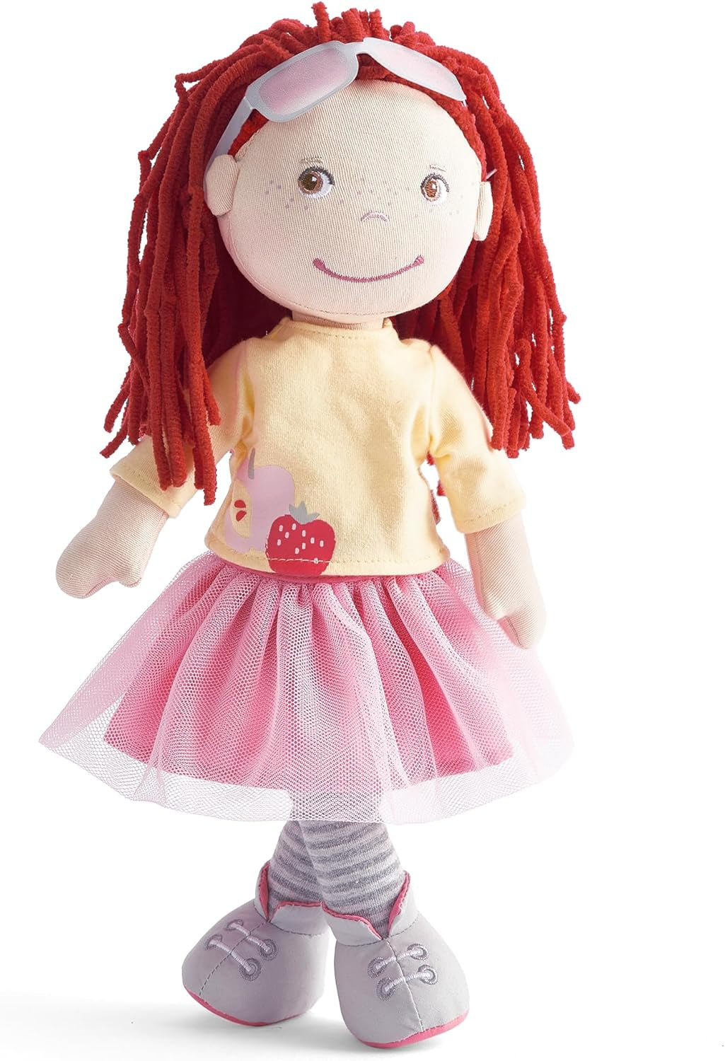 Lalka HABA AVA, lalka 30 cm w okularach, miękka lalka dla dzieci od 18 miesiąca