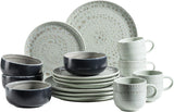 MĘSER 931744 Seria Spicy Market, ręcznie malowany zestaw obiadowy dla 4 osób w śródziemnomorskim stylu vintage, 16-częściowy zestaw ceramiczny, zielony, kamionka
