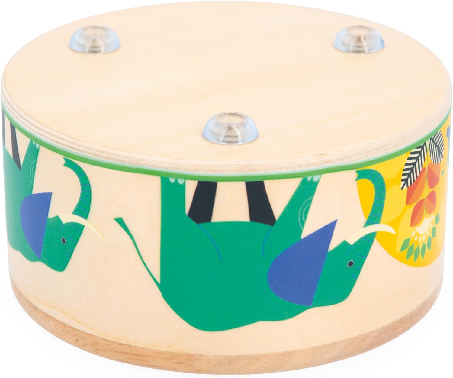 Janod - Gioia Drum - Drewniany bęben FSC + bęben - Odgrywanie ról i wczesna edukacja muzyczna - Akwarela - Od 18 miesiąca, J07650 Bebe Toys Naty Shop