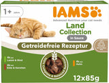 IAMS Delights Land Collection Bezzbożowa mokra karma dla kotów - Mięsne opakowanie różnorodne Mokra karma bezzbożowa dla kotów w wieku 1 roku i starszych 12 x 85 g