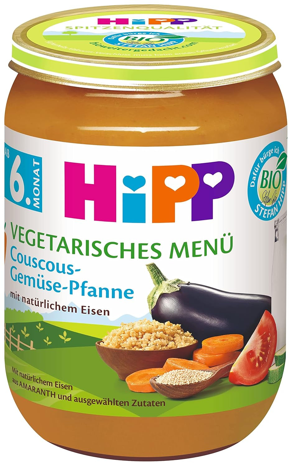 HiPP Organiczne posiłki z 6-miesięcznego kuskusu i smażonych warzyw, opakowanie 6 sztuk