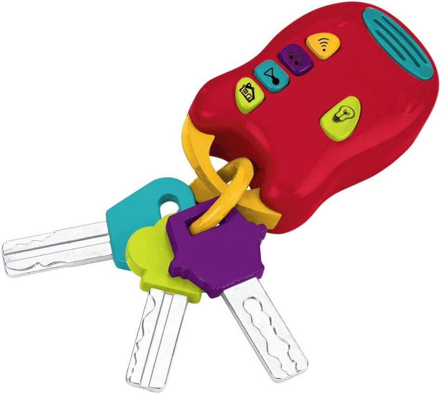 Zabawkowy klucz Battat - Kolorowy brelok do kluczy samochodowych ze światłem i dźwiękiem dla dzieci od 10 miesiąca życia Baby Toys Naty Shop klucz