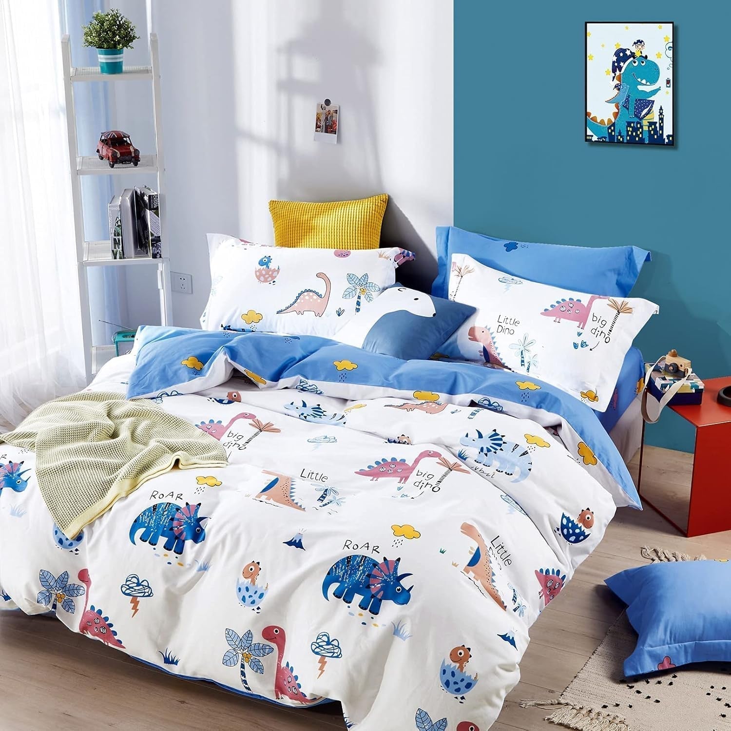 Pościel dla dzieci, unisex, dinozaury, bawełna Pościel - dziecięca Naty Shop Model A 135 X 200 cm + 80 X 80 cm
