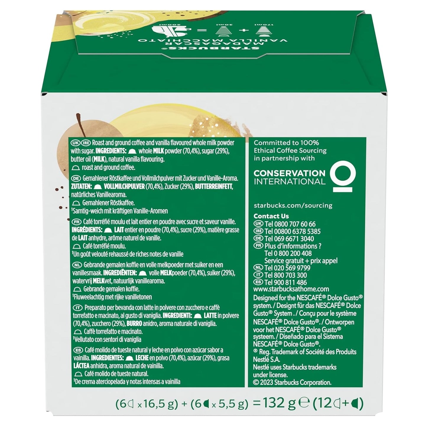 STARBUCKS Vanilla Macchiato by Nescafé Dolce Gusto Kaffeekapseln 6 x 12 (72 Kapseln)