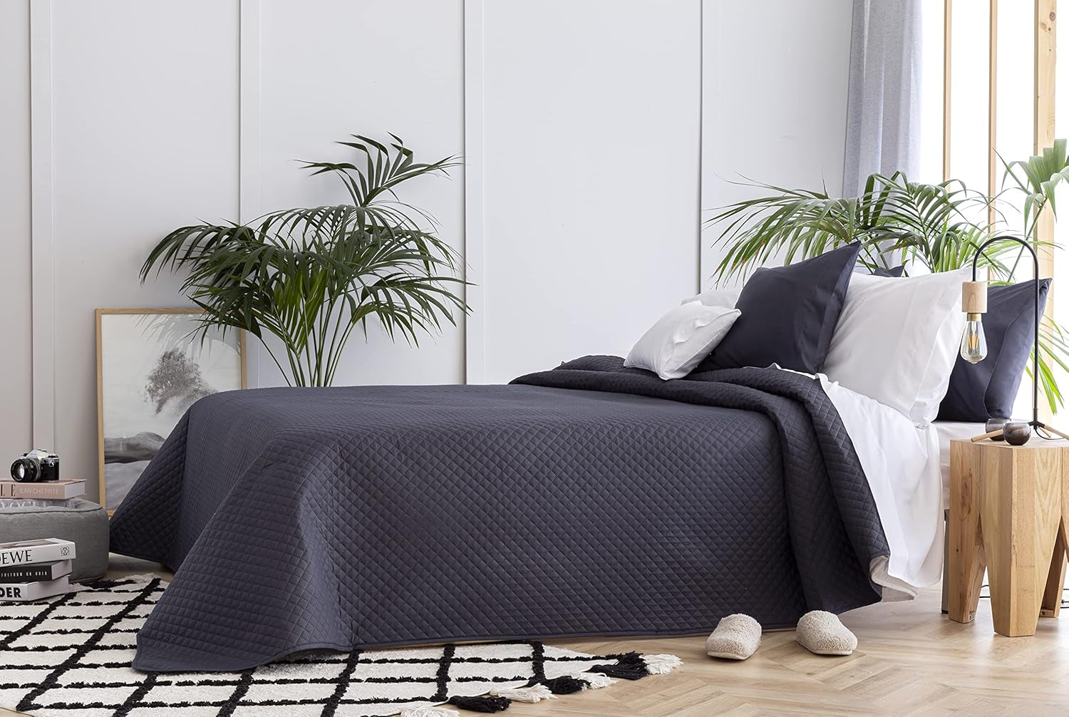 Todocama Fine Boutique Narzuta z wzorem w romby Wiosna Lato Jesień Zima 100% wyjątkowo miękka wielofunkcyjna narzuta z mikrofibry 105-200 X 260 cm Beżowe Łóżka i koce Besuche den Todocama-Store Ciemnoszary Cama 105 - 200X260 cm