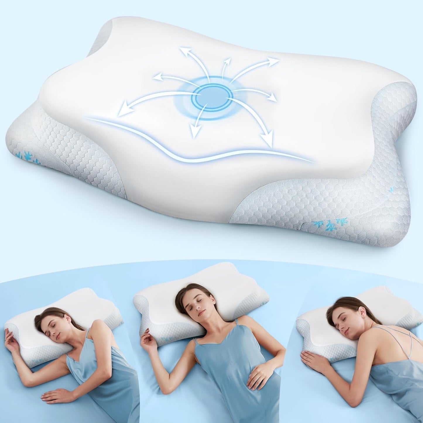 Poduszka pod szyję Cloudétoile Poduszka z pianki Memory - 2 w 1 Ergonomiczna poduszka ortopedyczna Poduszka z pianki Visco Poduszka podtrzymująca szyję Poduszka z pianki Memory z regulacją wysokości Biała 64X38X12 Cm Poduszki ortopedyczne szyjki macicy Naty Shop Biały 64X38X12 Cm