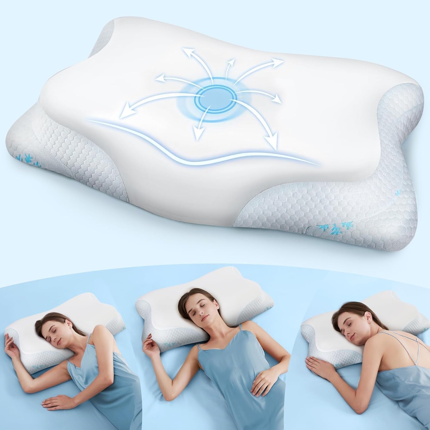Poduszka pod szyję Cloudétoile Poduszka z pianki Memory - 2 w 1 Ergonomiczna poduszka ortopedyczna Poduszka z pianki Visco Poduszka podtrzymująca szyję Poduszka z pianki Memory z regulacją wysokości Biała 64X38X12 Cm Poduszki ortopedyczne szyjki macicy Naty Shop Biały 64X38X12 Cm