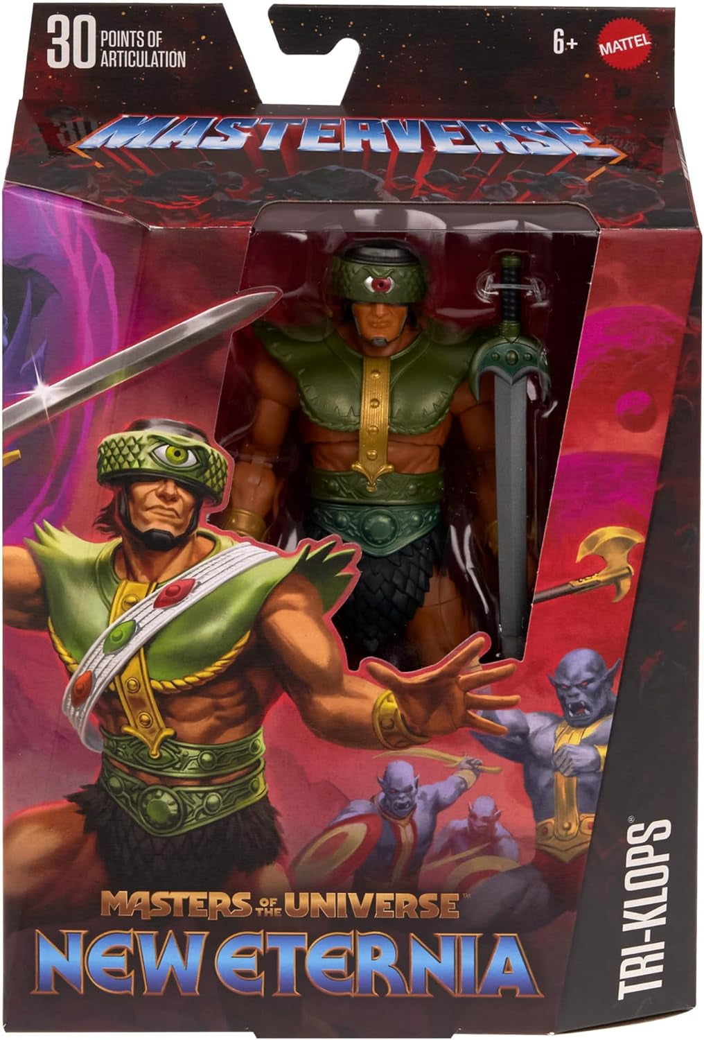 Masters of the Universe Masterverse New Eternia Tri-Klops Figurka Deluxe Figurka kolekcjonerska z 30 punktami ruchu i akcesoriami Motu Toy HYC52 Figurki Naty Shop