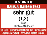 Ekspres do kawy CASO Selection C 10 Thermo Design – obudowa ze stali nierdzewnej, karafka izotermiczna 1,2 l (10 filiżanek), sterowanie dotykowe i timer, funkcja Aroma PLUS, filtr stały, filtr zapobiegający kapaniu