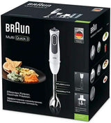 Braun Multiquick 3 MQ 3135 Sos Stabmixer – Pürierstab Mit 11 Geschwindigkeiten plus Turbo-Stufe & Edelstahl-Mixfuß, 750 Watt, Inkl. 600 ml Mix-/Messbecher, Schneebesen & Zerkleinerer, Weiß/Grau Kitchen Naty Shop