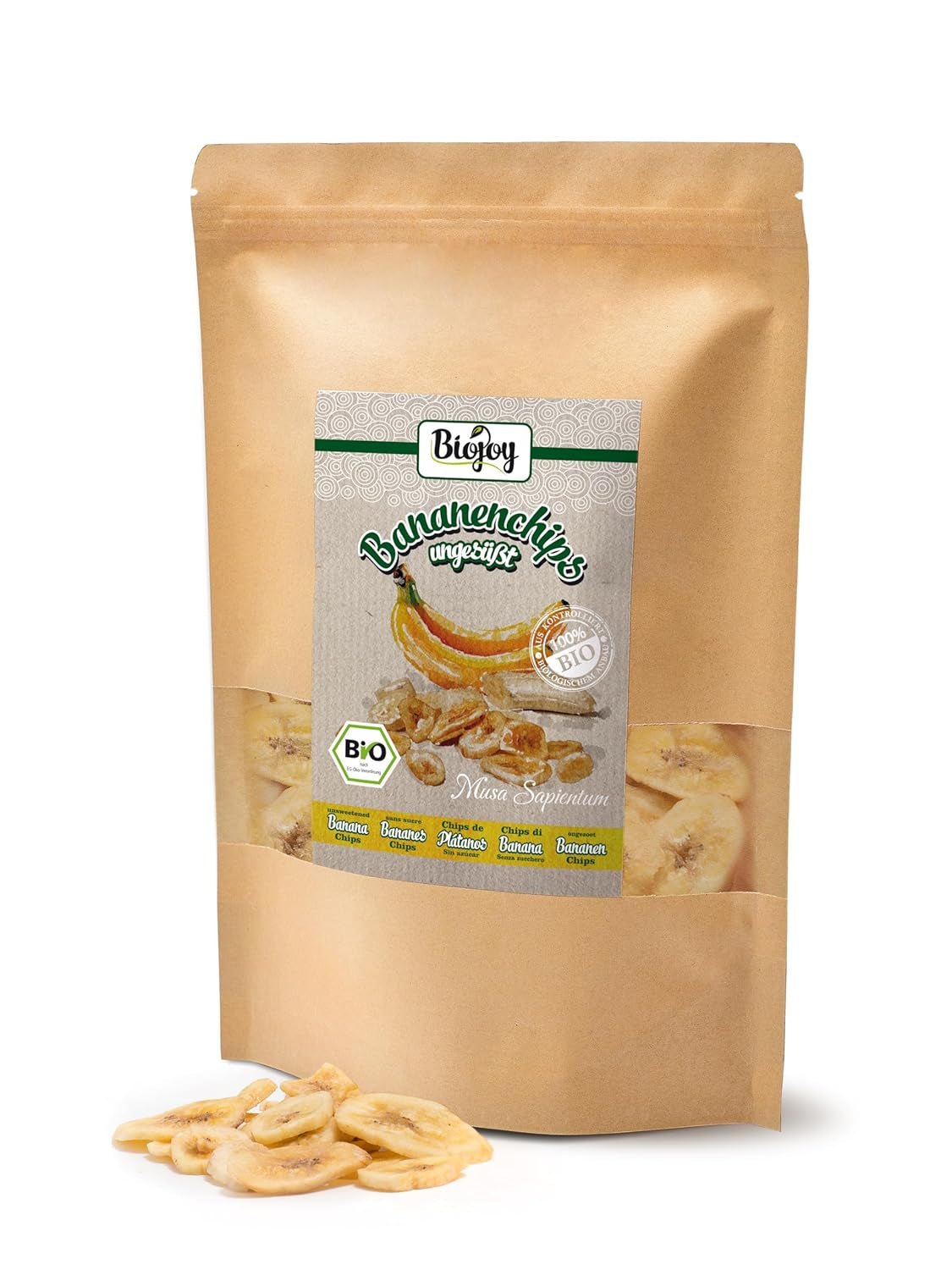 Organiczne chipsy bananowe Biojoy (500 g), suszone i niesiarkowane produkty suszone Naty Shop