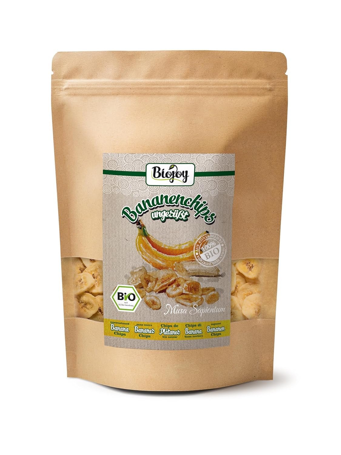 Biojoy Organiczne chipsy bananowe (500 g), suszone i niesiarkowane Produkty suszone Naty Shop 250 G