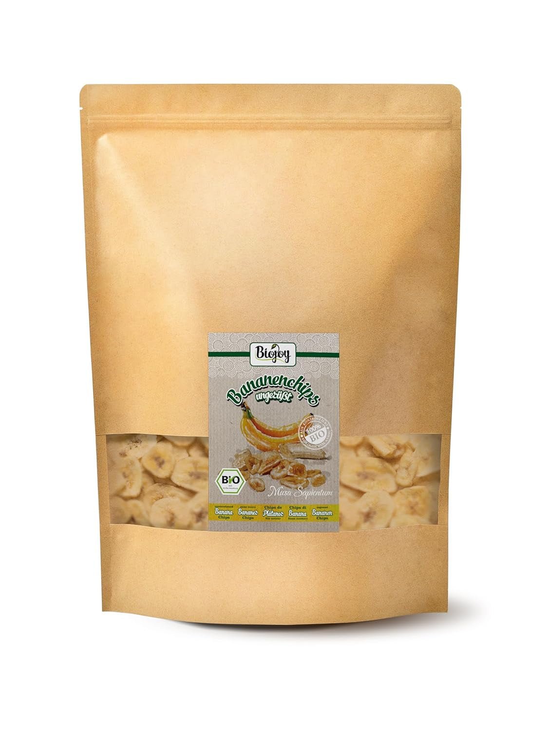 Biojoy organiczne chipsy bananowe (500 g), suszone i niesiarkowane Naty Shop produkty suszone 1 kg (1 opakowanie)