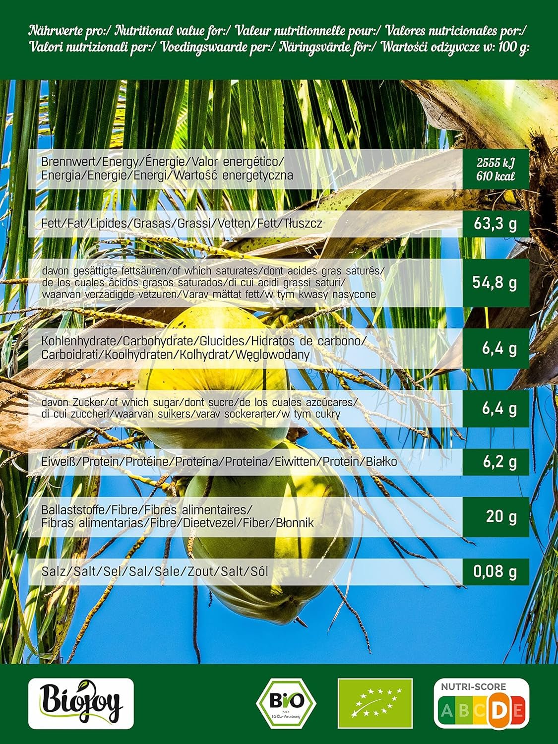 Biojoy Organiczne suszone chipsy kokosowe (1kg), niesłodzone i niesmażone Produkty suszone Naty Shop