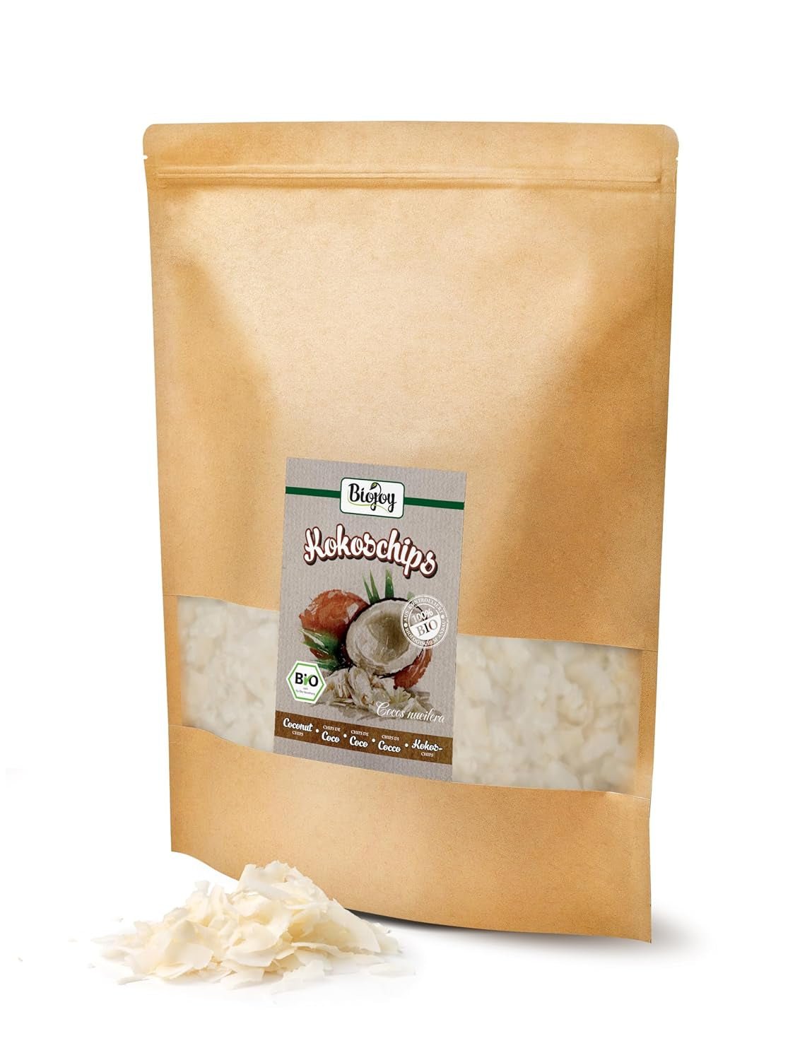 Biojoy Organiczne suszone chipsy kokosowe (1kg), niesłodzone i niesmażone Produkty suszone Naty Shop