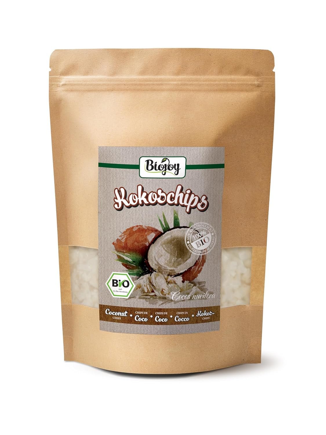 Biojoy Organiczne suszone chipsy kokosowe (1kg), niesłodzone i niesmażone Naty Shop produkty suszone 250 G
